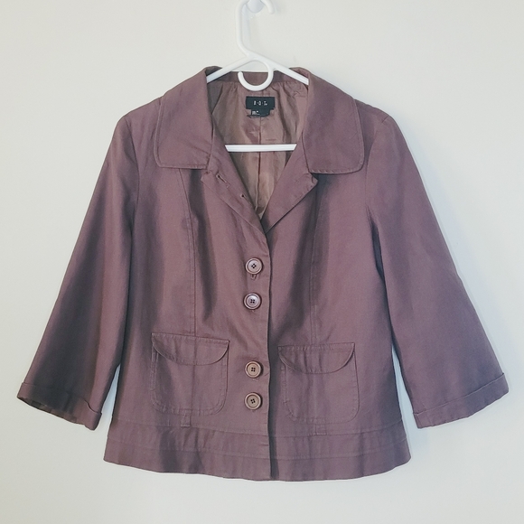 R.Q.T Jackets & Blazers - Vintage R.Q.T Jacket Linen Cotton Women Medium Lined Brown Buttons Collared Fall